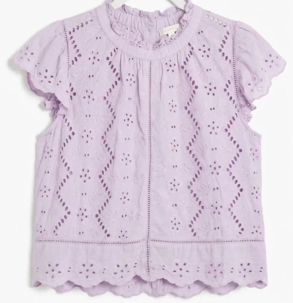 Jennifer grace womens L lavender purple top cottagecore prairie peasant shirt